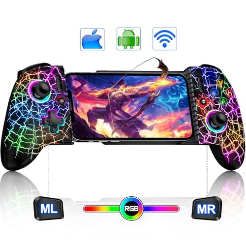 Image of Glitzy X-SPider Wireless Mobile Gaming Controller for iPhone/Android,Phone Gaming Controller with Hall Effect Joysticks &Programmable iPhone Gamepad Support Xbox Game Pass/PlayStation/Steam Link