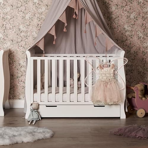 Image of Obaby Stamford Sleigh Mini Cot Bed - White
