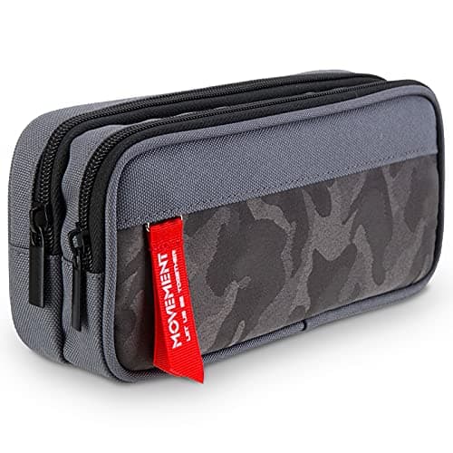 Image of TOYESS Large Pencil Case for Boys and Girls, Lightweight Triple Pockets Pencil Cases with Big Compartments for School Stationary, Camouflage Gray