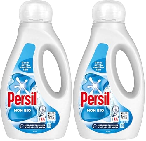 Image of Persil Non Bio Laundry Washing Liquid Detergent outstanding stain removal in quick & cold washes tough on stains, gentle next to sensitive skin 35 washes (945 ml) (Pack of 2)