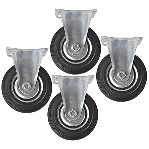 Image of 5" (125mm) Rubber Fixed Castor Wheels Trolley Furniture Caster (4 Pack) CST06