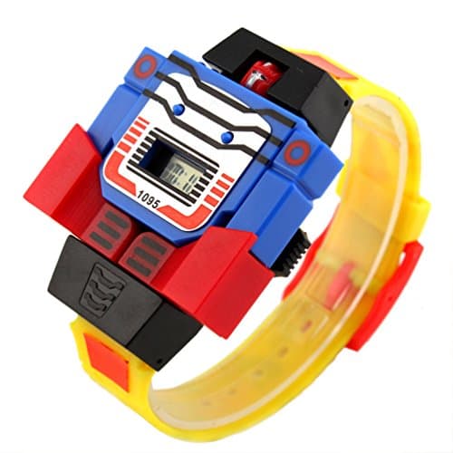 Image of VIGOROSO Boys Children Kids Digital Pu Watch Transformers Bumblebee Cartoon Wristwatch (Yellow Band)