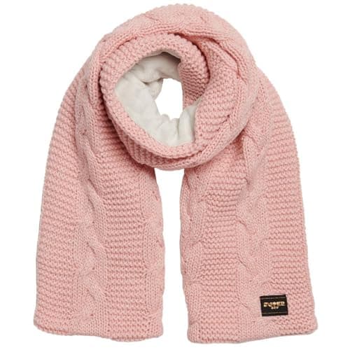 Image of Superdry Cable Knit Scarf Scarf for Women, Pink Fleck, One size