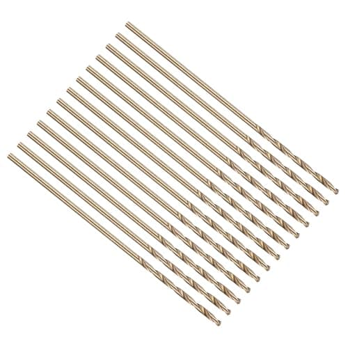 Image of PATIKIL 0.8mm Drill Bit 1/32", M35 Cobalt 5% High-Speed Steel Jobber Straight Shank 135° Gold Finish for Stainless Steel Hard Metal - 13 Pack