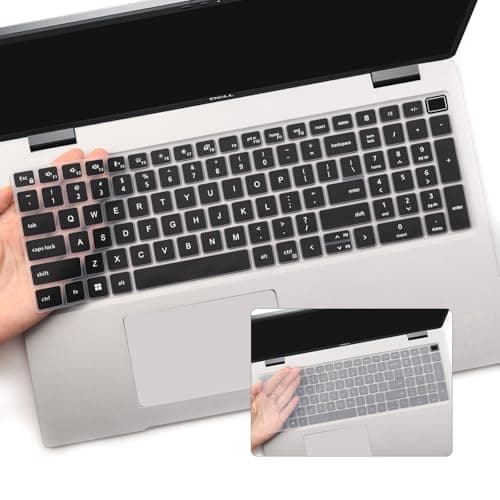 Image of 2 PCS Keyboard Cover for 15.6 Inch Dell Latitude 3540 3550 5520 5521 5530 5531 5540 5550, 15.6 Inch Dell Precision 3560 3561 3570 3571 3580 3581 3590 3591 US Laptop Keyboard(Black+Clear)