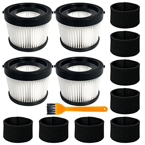 Image of 4 Pack DCV5011H HEPA Filter Compatible with DEWALT DCV501HB Cordless Handheld Vacuum, with 8 Foam Sleeve Filters & 1 Brush