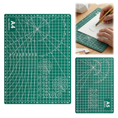 Image of 2 Pcs Cutting Mat, A4 & A5 Double-Sided Self Healing Cutting Mat, PVC Craft Board for Quilting, Sewing, Scrap Booking, Fabric & Paper Craft - Green