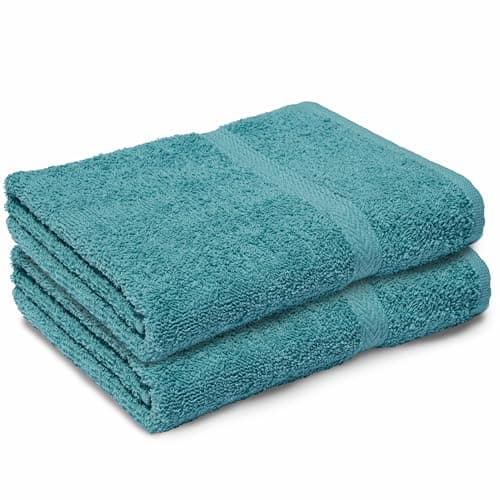 Image of Makooz Large Bath Towels Set - 2 Pc Pack - Premium Style 100% Egyptian Cotton 500GSM - Highly Absorbent, Quick Dry, Super Soft Feel Bathroom Linen for Home, Hotel, Spa & Daily Use -Kingfisher 70x120CM