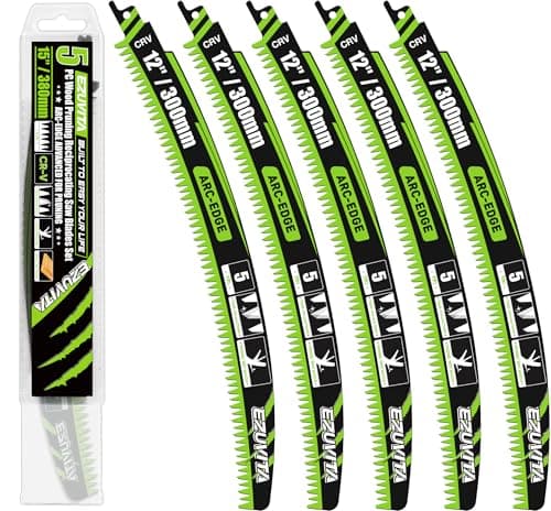 Image of EZUVITA 5pcs 300mm Japanese Teeth Wood Pruning Reciprocating Saw Blades Set, Arc Cutting Edge 5TPI Pruning Saw Blades for Tree Pruning, Wood Cutting, 5 Pack