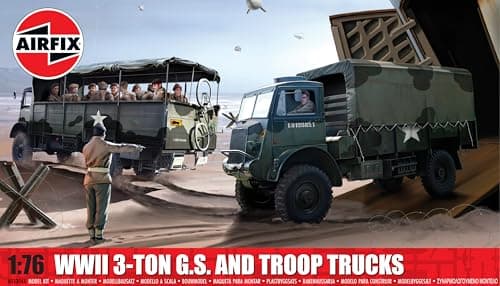 Image of Airfix - A03306A WWII 3-ton 4x4 General Service & Troop Trucks Plastic model-making kit