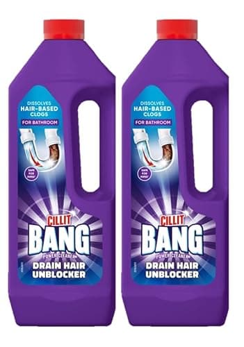 Image of Cillit Bang Hair Drain Unblocker Gel, Dissolves Hair-Based Blockages, For Showers and Baths | 1 litre Each | Pack of 2