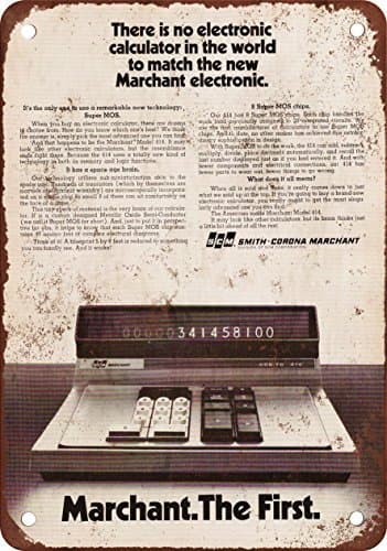 Image of 1970 Marchant Digital Calculator Metal Tin Sign 8X12 Inches
