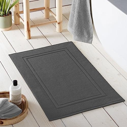 Image of Drift Home - Charcoal Bath Mat (50 x 80cm) - Soft & Absorbent - 550GSM Premium Bathroom Mat - Sustainable Cotton (BCI) - Recycled - Machine Washable - Bath Rug Grey