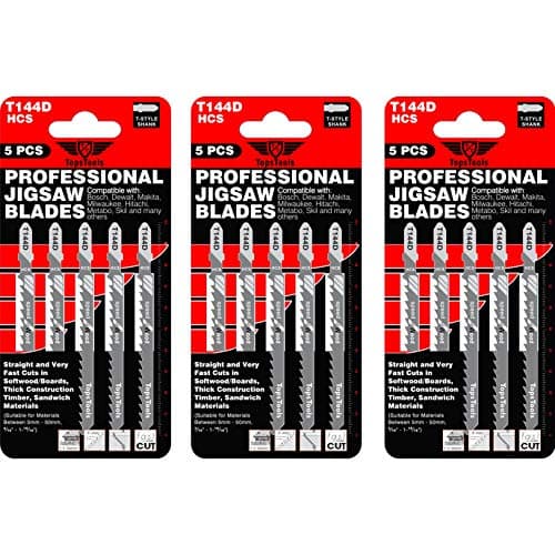 Image of 15 x TopsTools T144D 100mm Jigsaw Blades Designed for Straight and Fast Cuts in Wood