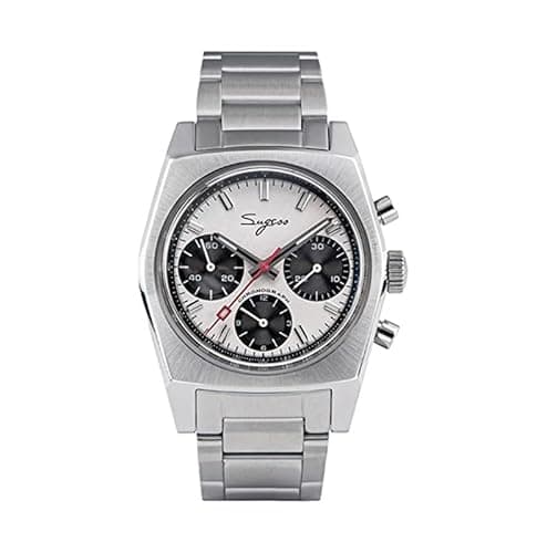 Image of Seestern Sugess Panda 37 Mechanical Chronograph Steel White Black Vintage Men's Watch, Classic/Vintage