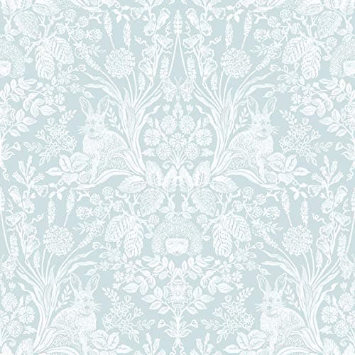 Image of World of Wallpaper Harlen Woodland Damask Wallpaper Animals Leaves Wall Paper for Walls Living Room, Lounge, Bedroom, Hallway, Feature Wall 50341 (Duck Egg)