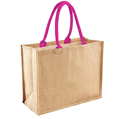 Image of Westford Mill W407 Jute Classic Shopper - Natural/Fuchsia