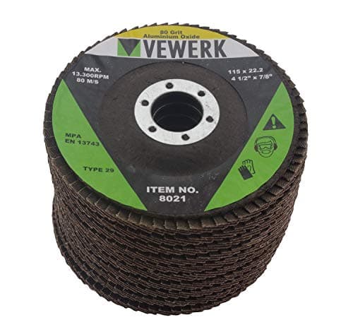 Image of VEWERK Pack of 10 Flap Discs 80 Grit Oxide (115mm X 22.2mm) 8021