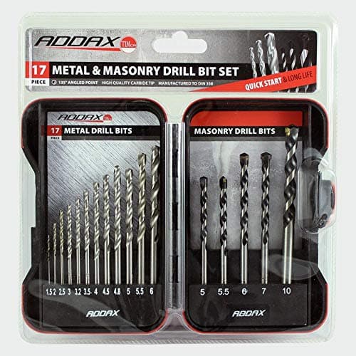 Image of TIMCO Ground Jobber & Masonry Drill Set - A mixed selection of 12 HSS Ground Metal Drills and 5 carbide tipped Masonry Drills - Sold in a robust weatherproof case - 17pc.