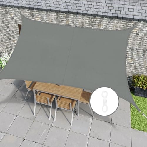 Image of Cekene Sun Shade Sail Waterproof 3m x 4m Grey Rectangle Backyard Shade Canopy with Free Loop High-Density UV Block Shade Canopy Cover Durable Outdoor Sunshade Cloth for Deck Patio Garden Pool Outdoor