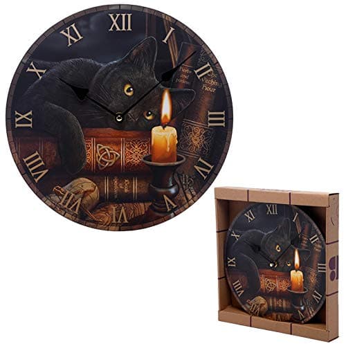 Image of EliteKoopers Magical Witching Hour Cat Lisa Parker Design Wall Clock For Home, Bedroom, Living Room, Office etc.