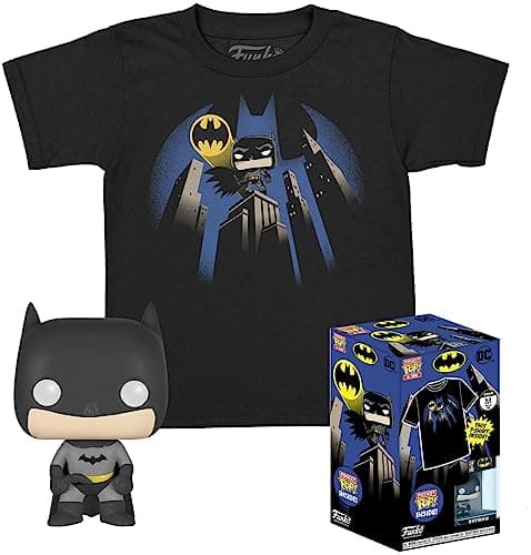 Image of Funko Pocket POP! & Tee: DC - Batman - for Children and Kids - Small - (S) - DC Comics - T-Shirt - Clothes With Collectable Vinyl Minifigure - Gift Idea - Toys and Short Sleeve Top for Boys and Girls