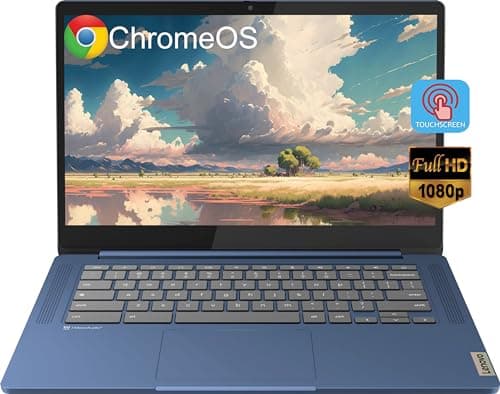 Image of Lenovo Slim 3 Chromebook Laptop for Business Student, 14'' FHD IPS Touchscreen, 8-Core MediaTek Kompanio 520 Processor, 4GB RAM, 64GB eMMC, Wi-Fi 6, Bluetooth, Chrome OS, Abyss Blue