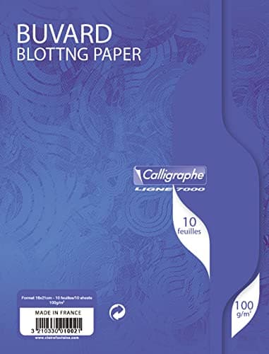 Image of Calligraphe 1002C - A Bag of 10 White Blotting Paper in a Notebook (a Clairefontaine Brand) - Dimensions: 16 x 21 cm - 100 gsm Paper - Wrapped in Film