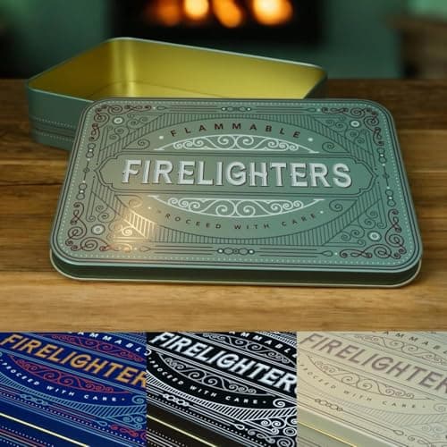 Image of TINIT Firelighter Tin - Storage Accessory Metal Tin Natural Woodburner Fire Stove Fireplace Fireside Mens Gift Present BBQ (Sage)