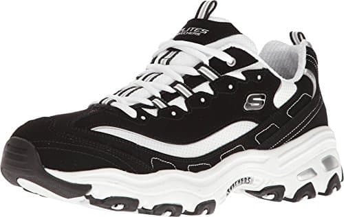 Image of Skechers Men's D'lites Biggest Fan Sneaker, Black Trubuck White Mesh Silver Trim, 12 UK