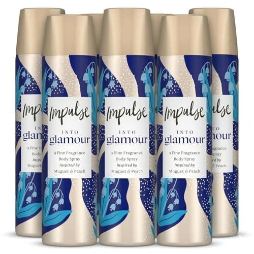 Image of Impulse Body Spray Into Glamour 75ml Pack of 6, Long Lasting Floral Fragrance Body Mist for Women, Everyday Fresh Scent Deodorant Spray, Portable Travel Size Perfume Mist, Bulk Value Gift Set for Her