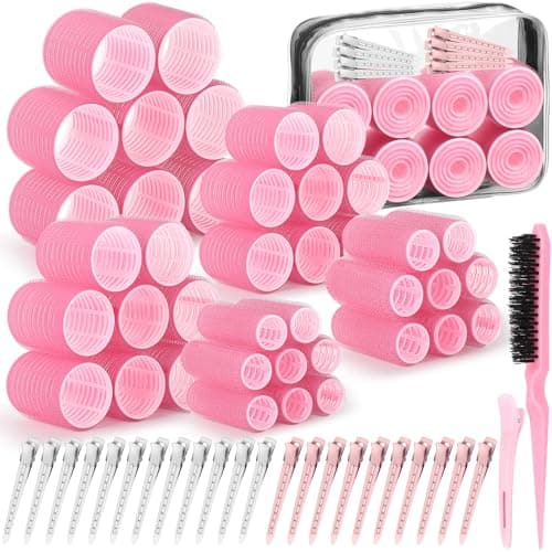 Image of Qinzave Hair Curlers Rollers with Clips Big Hair Rollers with 5 Sizes Self Grip Hair Roller for Long Medium Short Thick Thin Bangs Volume