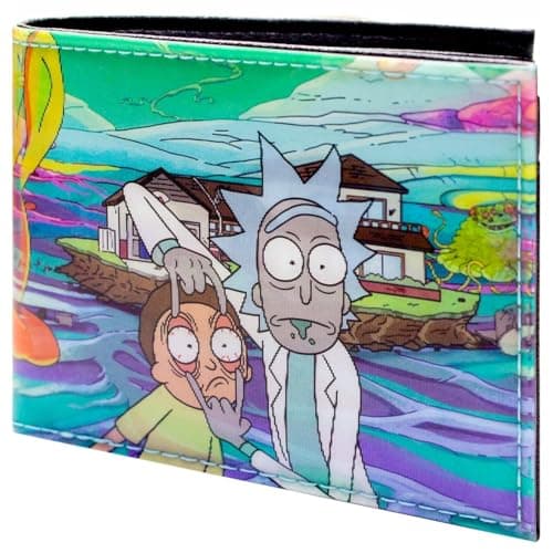 Image of Rick and Grandson Morty A Rickle in Time 4-D Monsters Morty! Hologram Wallet Bi-Fold ID & Card, Green