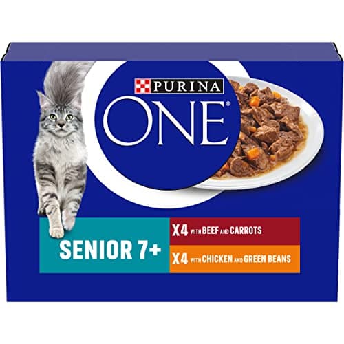 Image of PURINA ONE Senior 7+ Mini Fillets Chicken and Beef Wet Cat Food 8x85g (Pack of 5)
