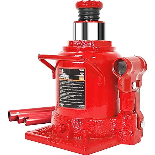 Image of BIG RED T92007A Torin Hydraulic Stubby Low Profile Welded Bottle Jack, 20 Ton (40,000 lb) Capacity, Red