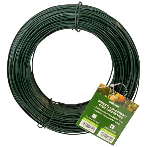 Image of Woodside Green Plastic Coated Steel Garden Wire 2mm x 120m – Flexible Twist Tie for Garden, Home & Craft Projects, Rust-Resistant, Easy-to-Cut