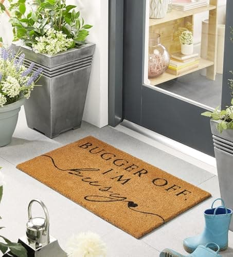 Image of Lord of Rugs Printed Coir Door Mat for Home Entrance Indoor and Outdoor, Patio, Balcony Non-Slip Durable Natural Coconut Fiber Doormat in 45x75 cm I’m Busy