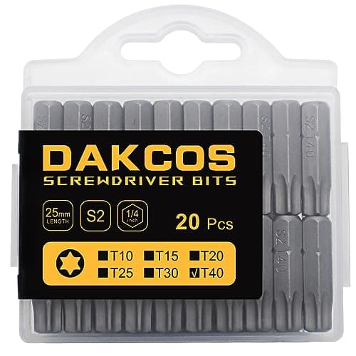 Image of DAKCOS T40 Torx Bit, 20PCS Impact Driver Bits, 1/4" Screwdriver Bit Sets, Premium S2 Alloy Steel Bits, 25mm Long