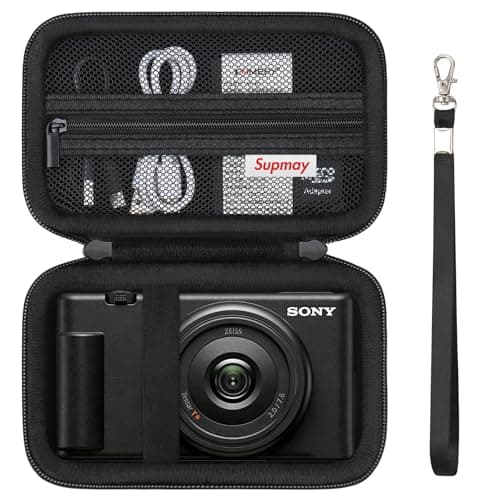 Image of Supmay Hard Travel Case for Sony ZV-1F / ZV-1 / ZV-1 II Digital Camera, Digital Camera Protective Case Bag with Mesh Pocket for Battery, USB Cable, SD Card, Black