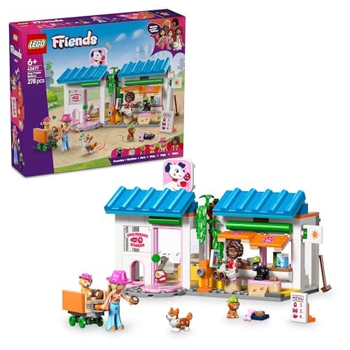 Image of LEGO Friends Dog Treats Bakery - Toy Shop w/ 2 Mini Dolls, 4 Animal Figures, Pet Carrier and Play Food Accessories - Birthday Gift Idea for 6+ Year Old Girls - 42677
