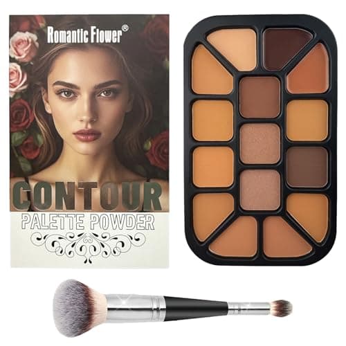 Image of Dynaeuty 15 Color Powder Contour Palette, Matte Contouring Makeup Kit, Professional Facial Beauty Cosmetic Makeup, Medium to Dark - A