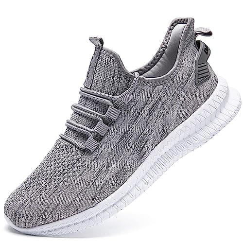Image of JUEQIBAA Trainers Mens Running Shoes Lightweight Walking Sneaker Fitness Gym Tennis Shoes Sports Jogging Trainers Grey Size 10 UK(Label Size:45)