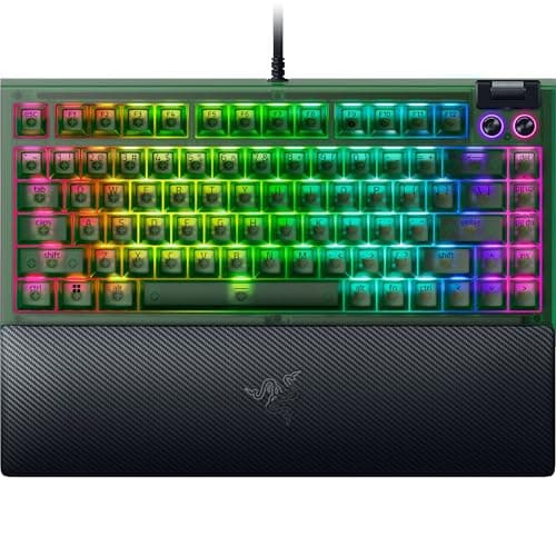 Image of Razer BlackWidow V4 75% Phantom Green Editon - Hot-swappable Mechanical Gaming Keyboard (Orange Tactile Switches, media roller with 2 dedicated media buttons) US Layout | Phantom Green