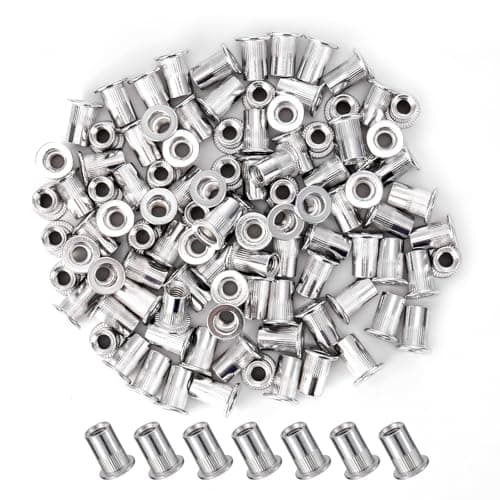 Image of Pxyelec 100pcs M5 Flat Head Aluminum Rivet Nut Blind Insert Nut (5mm)