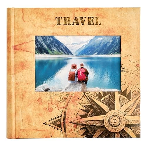 Image of Kenro Travel Photo Album for 200 Photographs 6x4 Inch / 10x15cm with Compass Design Holiday Vacation - HOL127