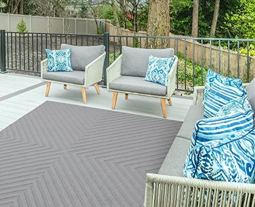 Image of Antibes Modern Contemporary Geometric 3D Effect Indoor Outdoor Trellis Flatweave Rugs in Classic Colours 120x170cm (4'x5'6") AN07 Light Grey Arrow