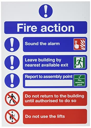 Image of SIGNSLAB FR09950R Safety Sign "Fire Action", Symbols, PVC, A4