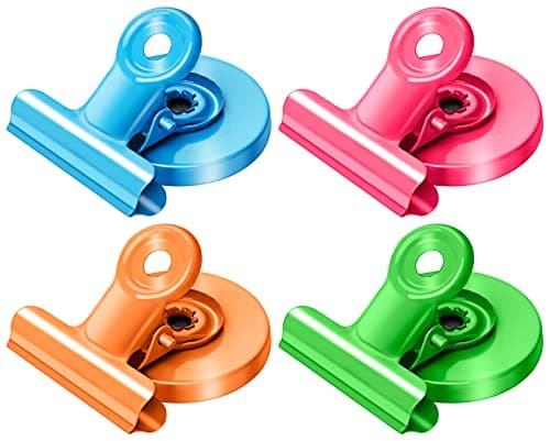 Image of Artcut 4 Pack Magnetic Clips, Scratch-Resistant Fridge Magnets, Colorful Whiteboard Magnets, Magnets for Whiteboard, Strong Magnets, Notice Board Magnets Perfect for Kitchen, Home, Office, School