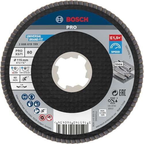 Image of Bosch Professional 1x Angled Flap Disc Best (for Metal, X-LOCK, X571, Diameter 115 mm, Grit Size K80, Accessories for Angle Grinders)