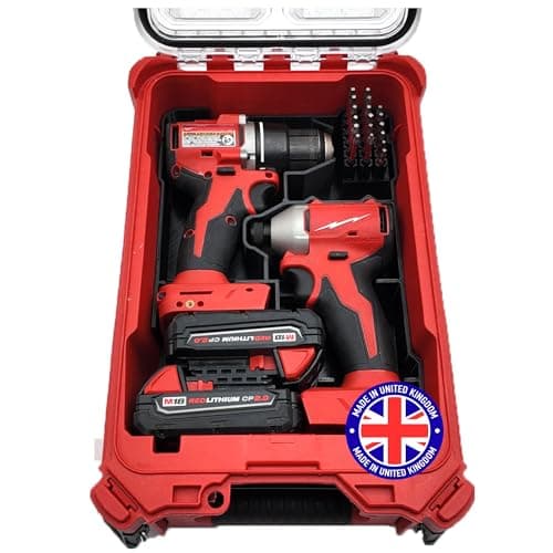 Image of Milwaukee Packout Compatible Liner Organiser for Packout Compact Box (48-22-8435) – Precision Rigid Insert for M18 Drill Driver Organizer (Insert Only, Tools & Box Not Included)